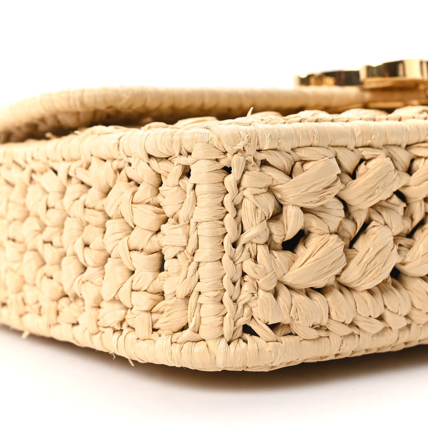Celine Raffia Effect Claude Chain Shoulder Bag Natural 7 of 8