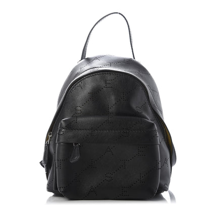 Stella McCartney Eco Alter Nappa Perforated Logo Mini Backpack Black 1 of 7