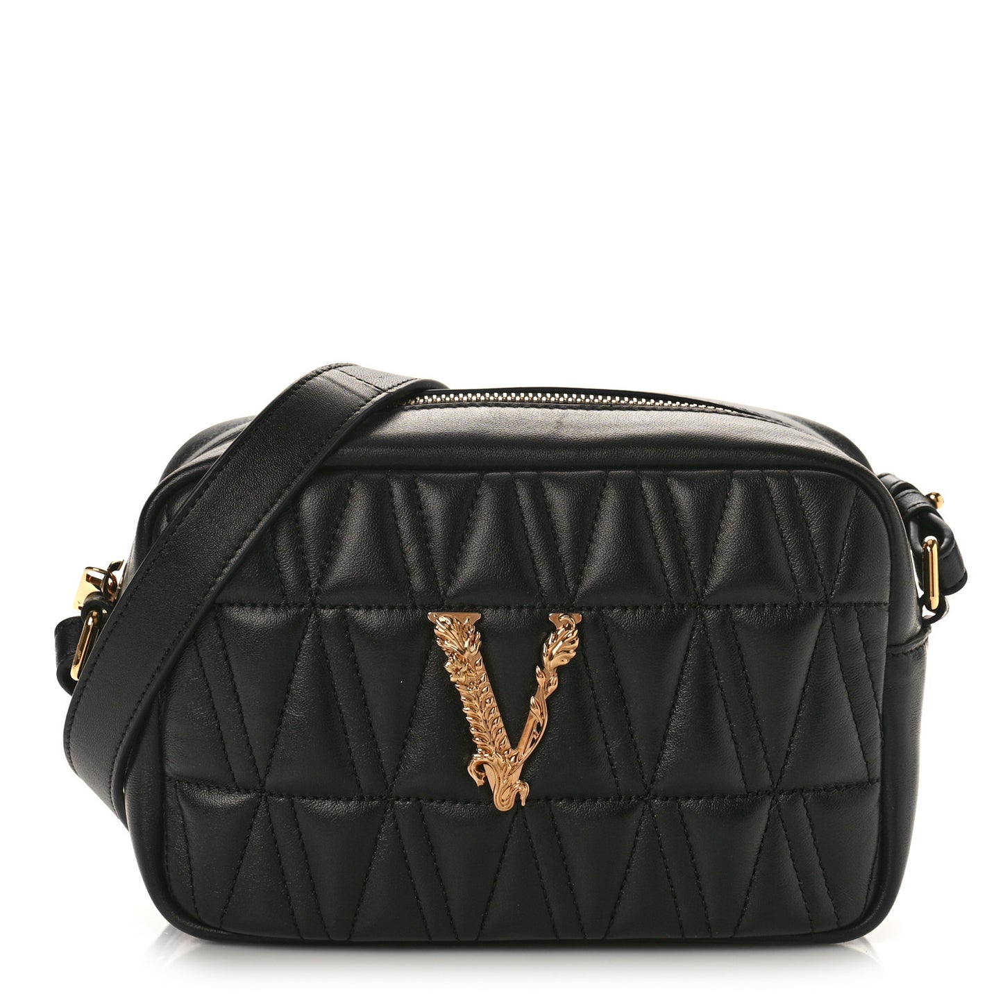 Nappa Quilted Virtus Shoulder Bag Black