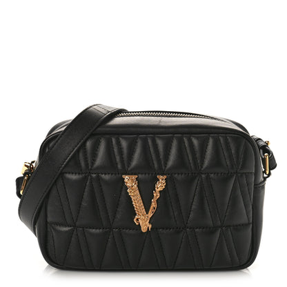 Versace Nappa Quilted Virtus Shoulder Bag Black 1 of 8