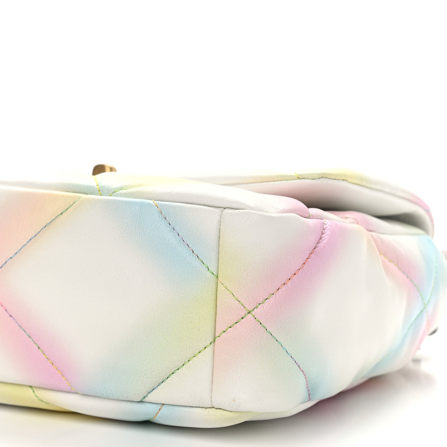 Printed Goatskin Quilted Medium Chanel 19 Flap White Multicolor