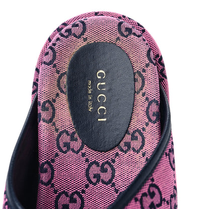 Gucci Monogram Multicolor Criss Cross Platform Slide Sandals 38 Pink Blue 7 of 9