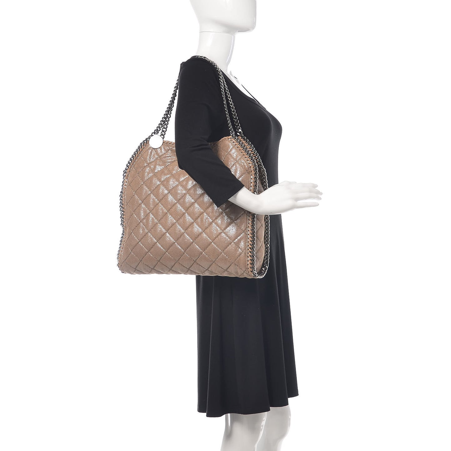 Shaggy Deer Quilted Falabella Tote Taupe