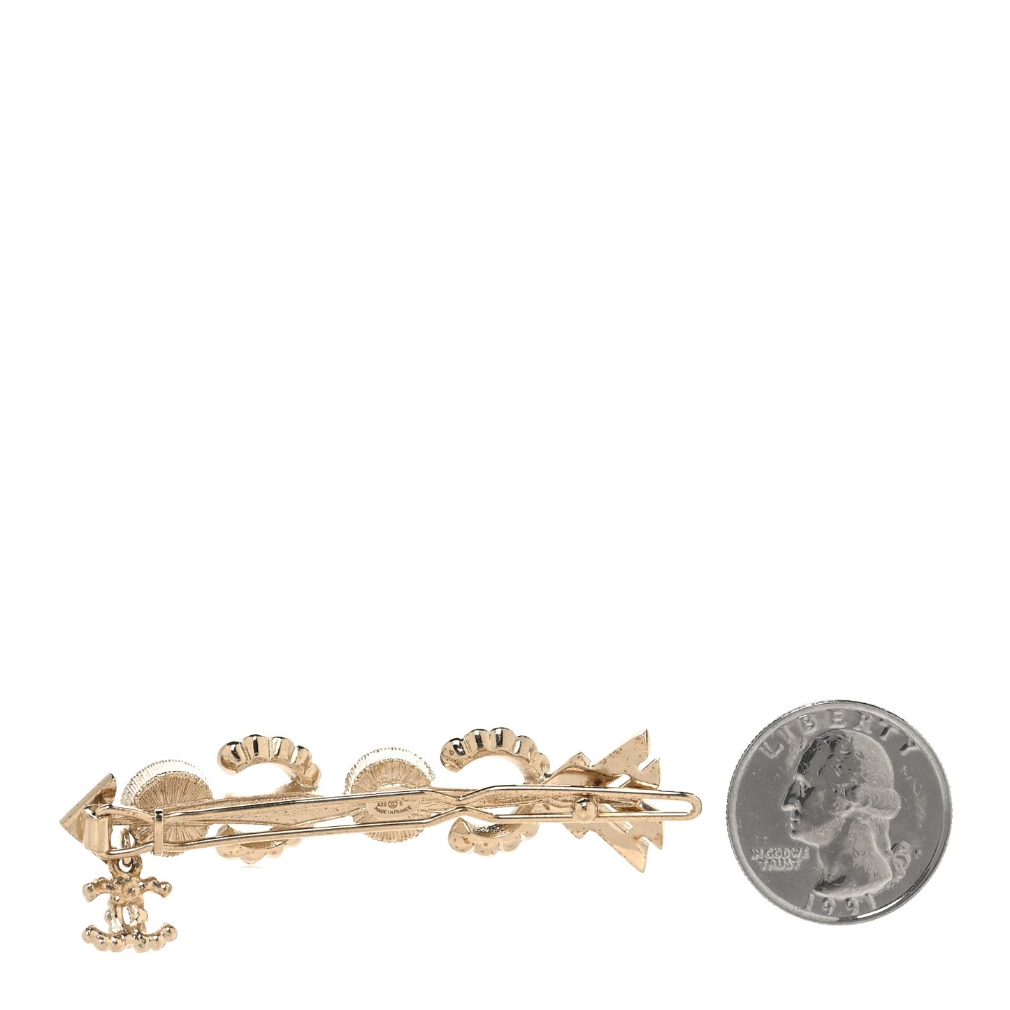 Pearl Crystal Queen of France Brooch Barrette Gold