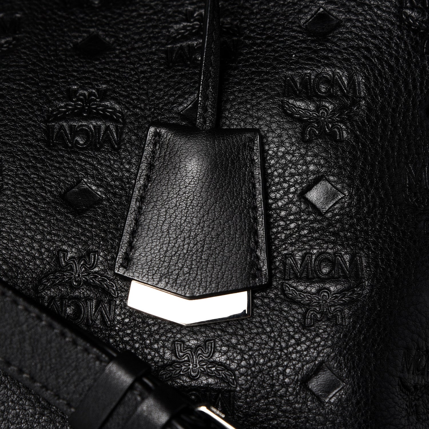MCM Calfskin Ottomar Monogram Large Essential Tote Black 10 of 14