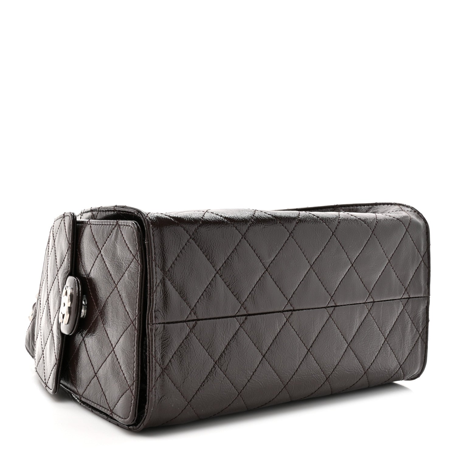 Chanel Shiny Crumpled Calfskin Quilted Small Chanel 25 Handbag Dark Brown 4 of 10