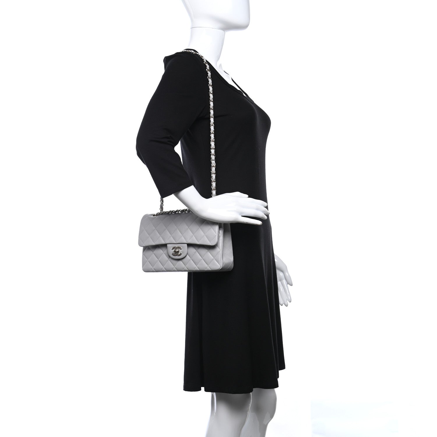 Chanel Caviar Quilted Small Double Flap Grey 2 of 11