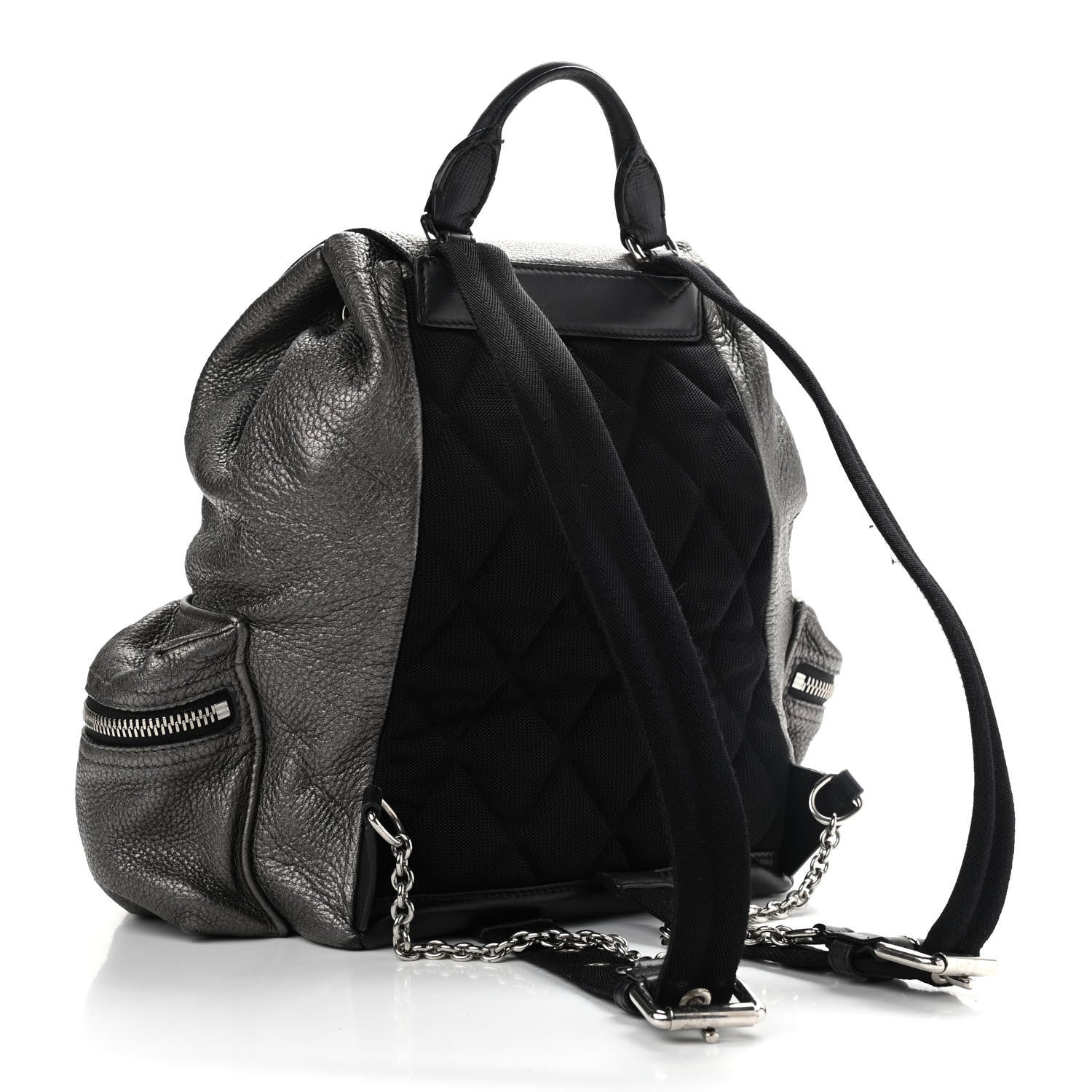 Burberry Metallic Deerskin Medium Rucksack Backpack Dark Grey 3 of 14