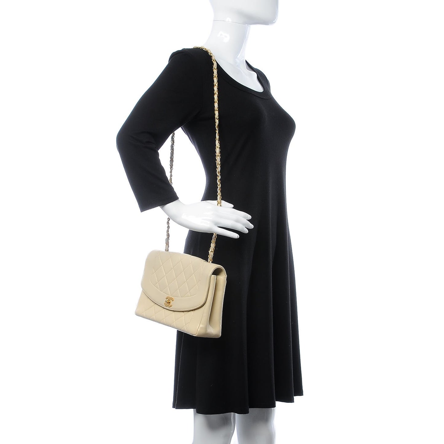 Lambskin Quilted Small Single Flap Beige