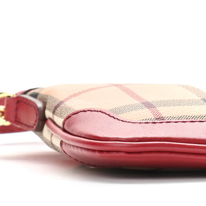 Burberry Haymarket Check Small Peyton Crossbody Clutch Bag Military Red 8 of 9