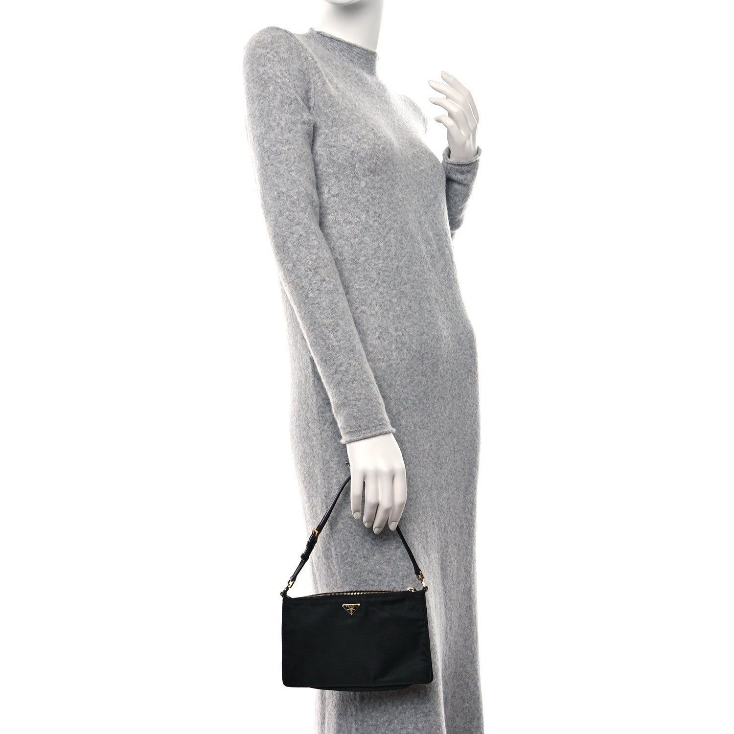 Prada Tessuto Nylon Saffiano Pochette Black 2 of 12