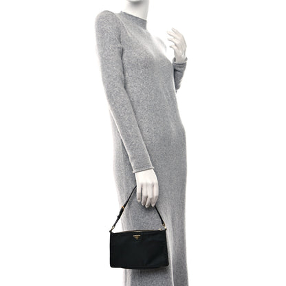 Prada Tessuto Nylon Saffiano Pochette Black 2 of 12