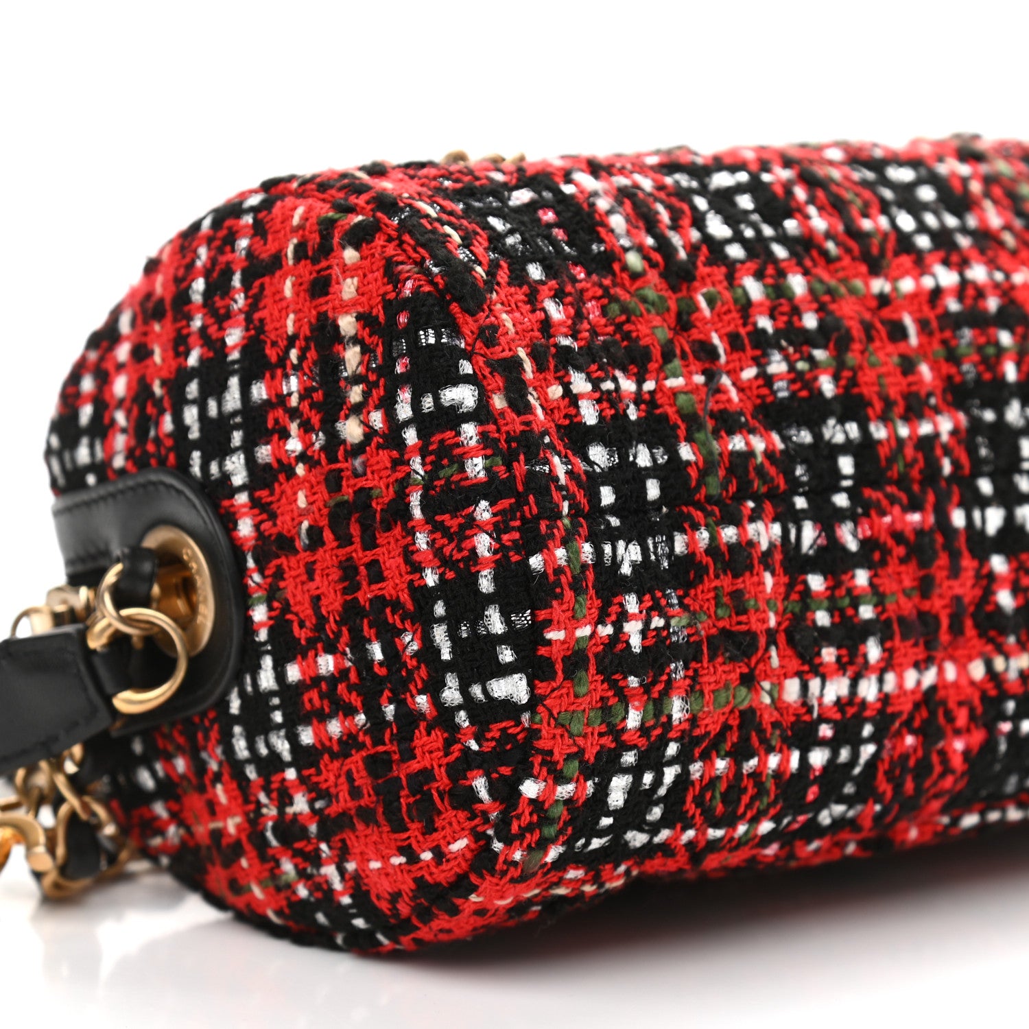 Chanel Tweed Calfskin Signe Bowling Bag Red Black 5 of 11
