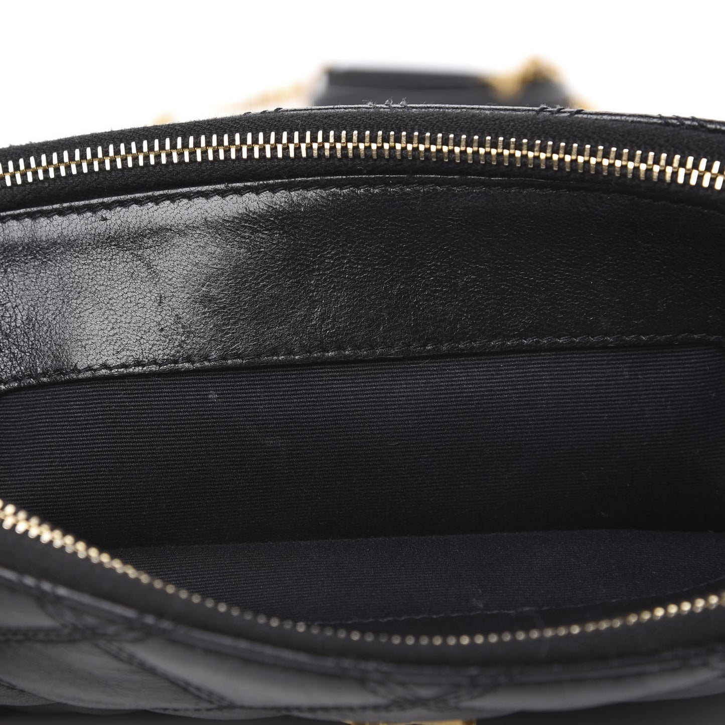 Grained Lambskin Quilted Mini Becky Double Zip Bag Black