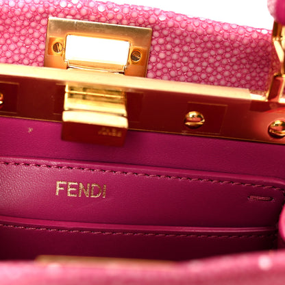 Fendi Stingray Shiny Nappa Petite Peekaboo I SEE U Satchel Ciclamino Pilar 6 of 10