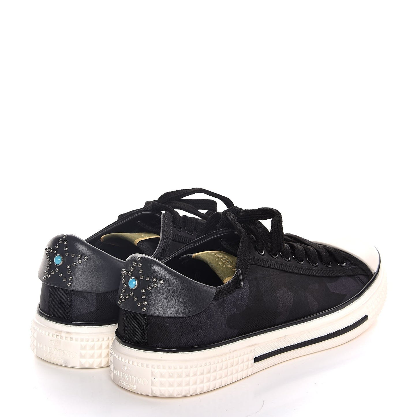 Nylon Twill Camustars Womens Low Sneakers 39.5 Black
