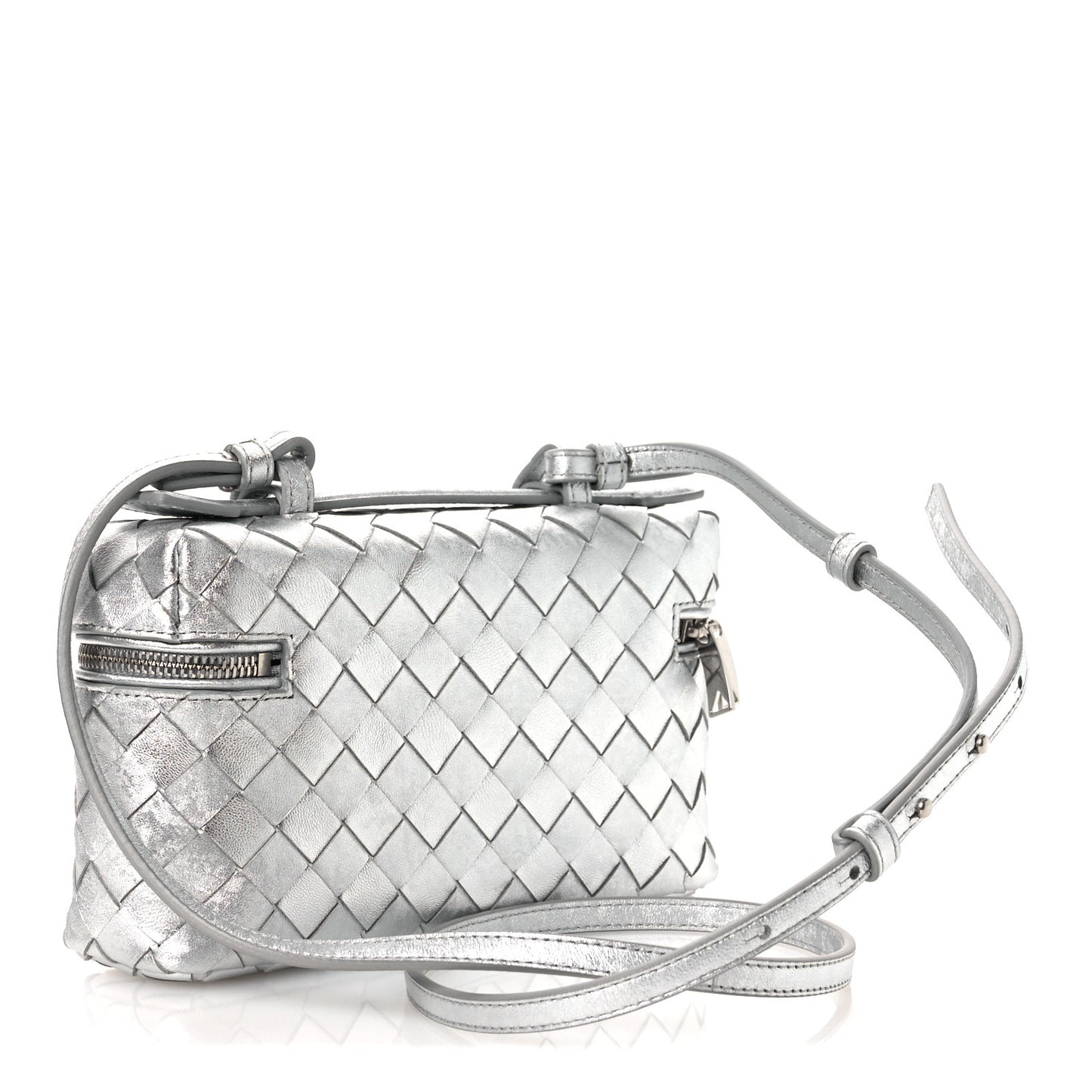 Laminated Nappa Intrecciato Bang Bang Vanity Case Silver