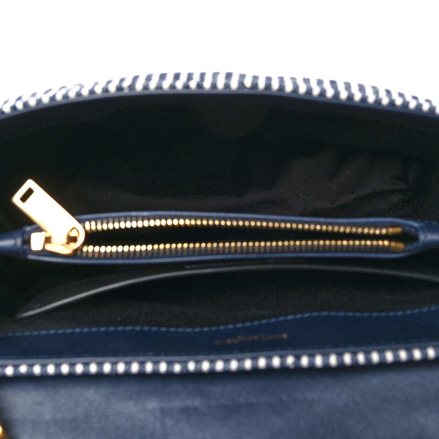 Saint Laurent Striped Denim Y Quilted Monogram Small Loulou Chain Satchel Marine Vintage White 5 of 12