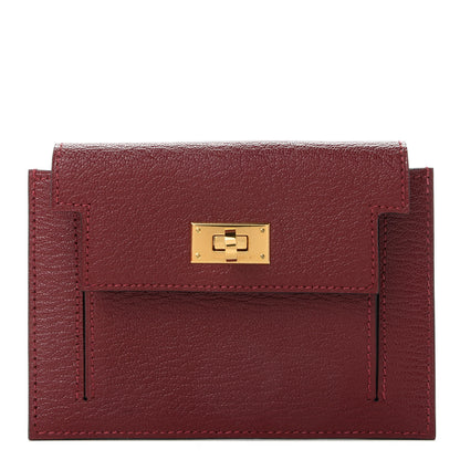 Hermes Chevre Mysore Kelly Pocket Compact Wallet Rouge H 1 of 7