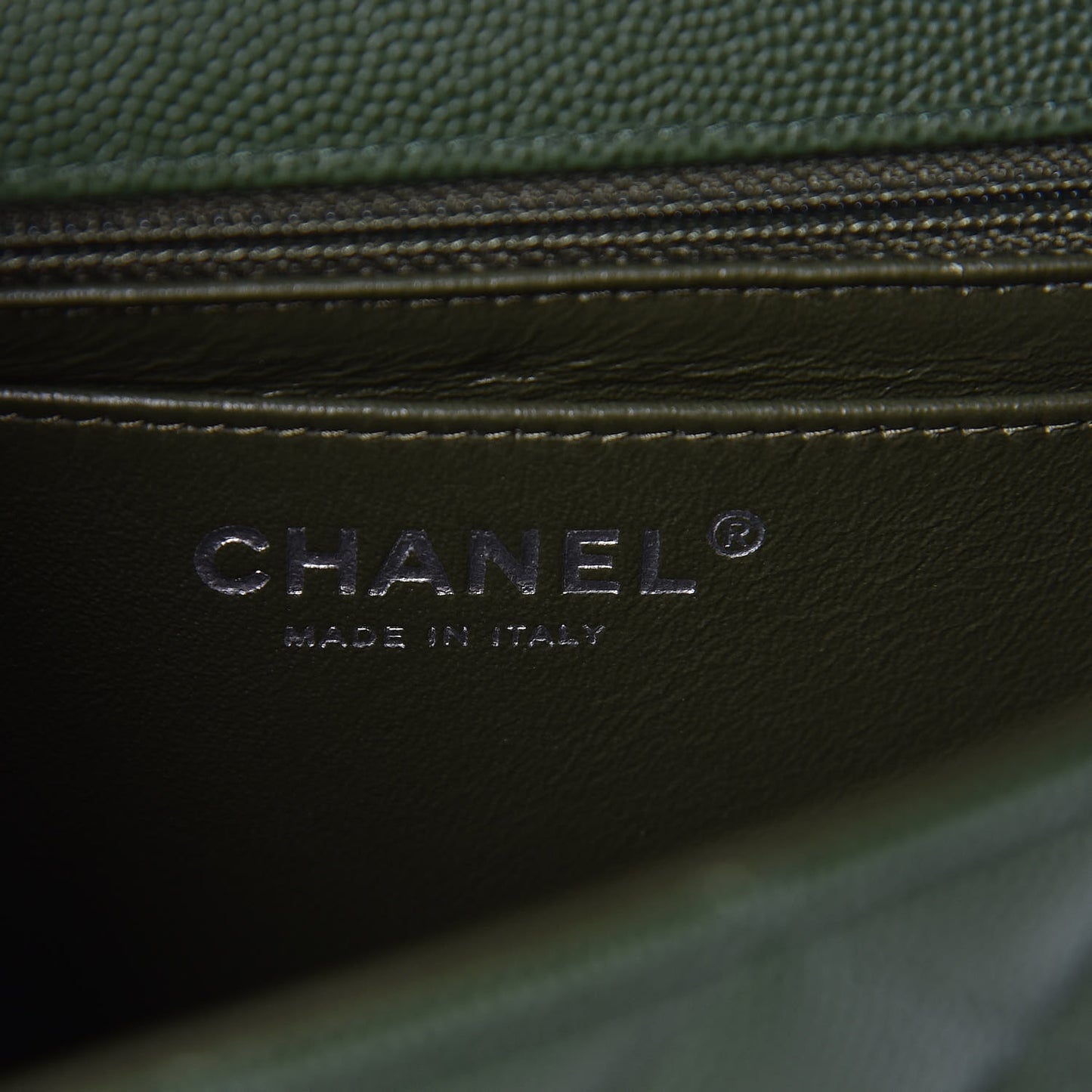 Caviar Quilted Mini Rectangular Flap Dark Green