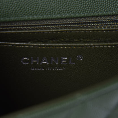 Chanel Caviar Quilted Mini Rectangular Flap Dark Green 8 of 9