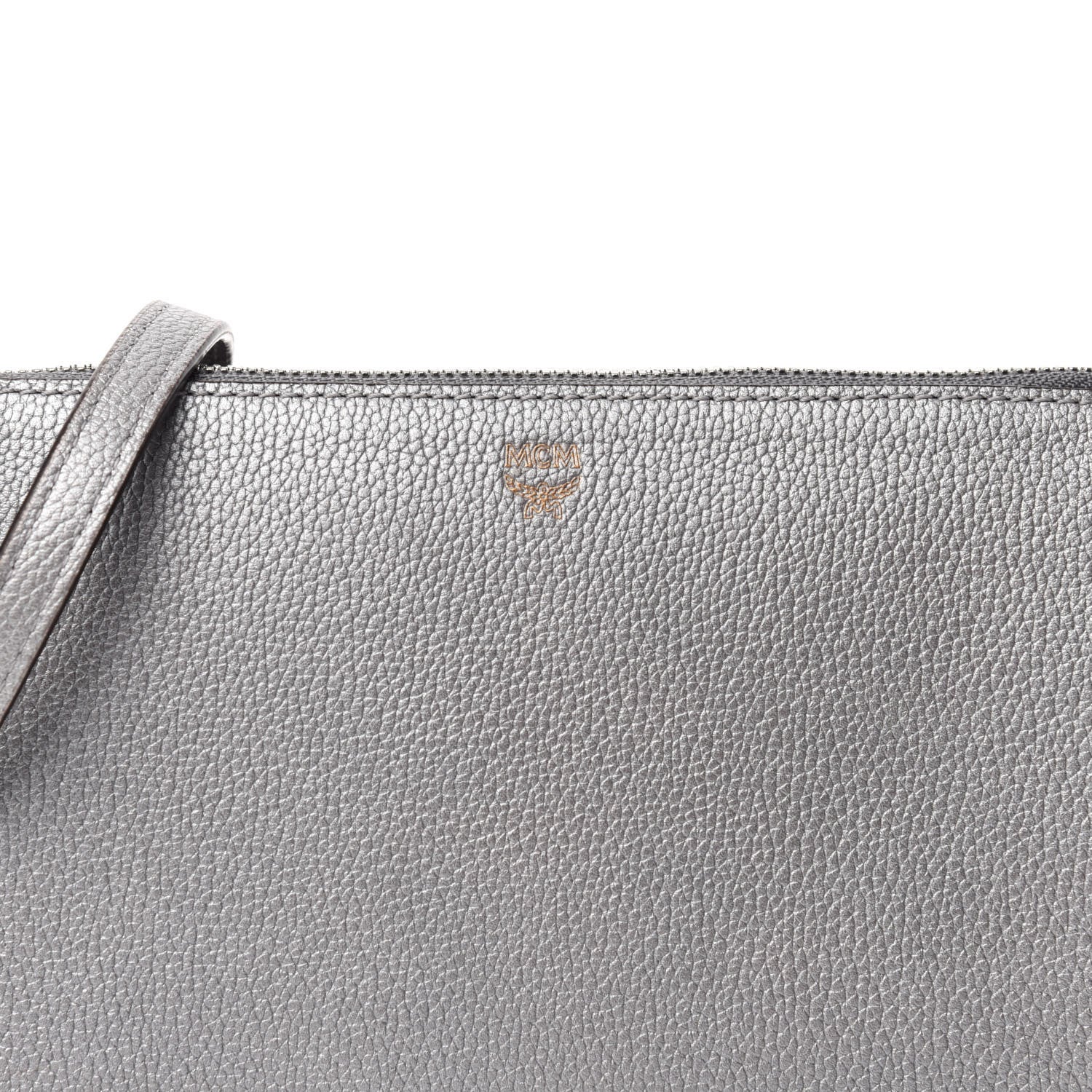 MCM Grained Calfskin Milla Double Crossbody Bag Spike Silver 9 of 9