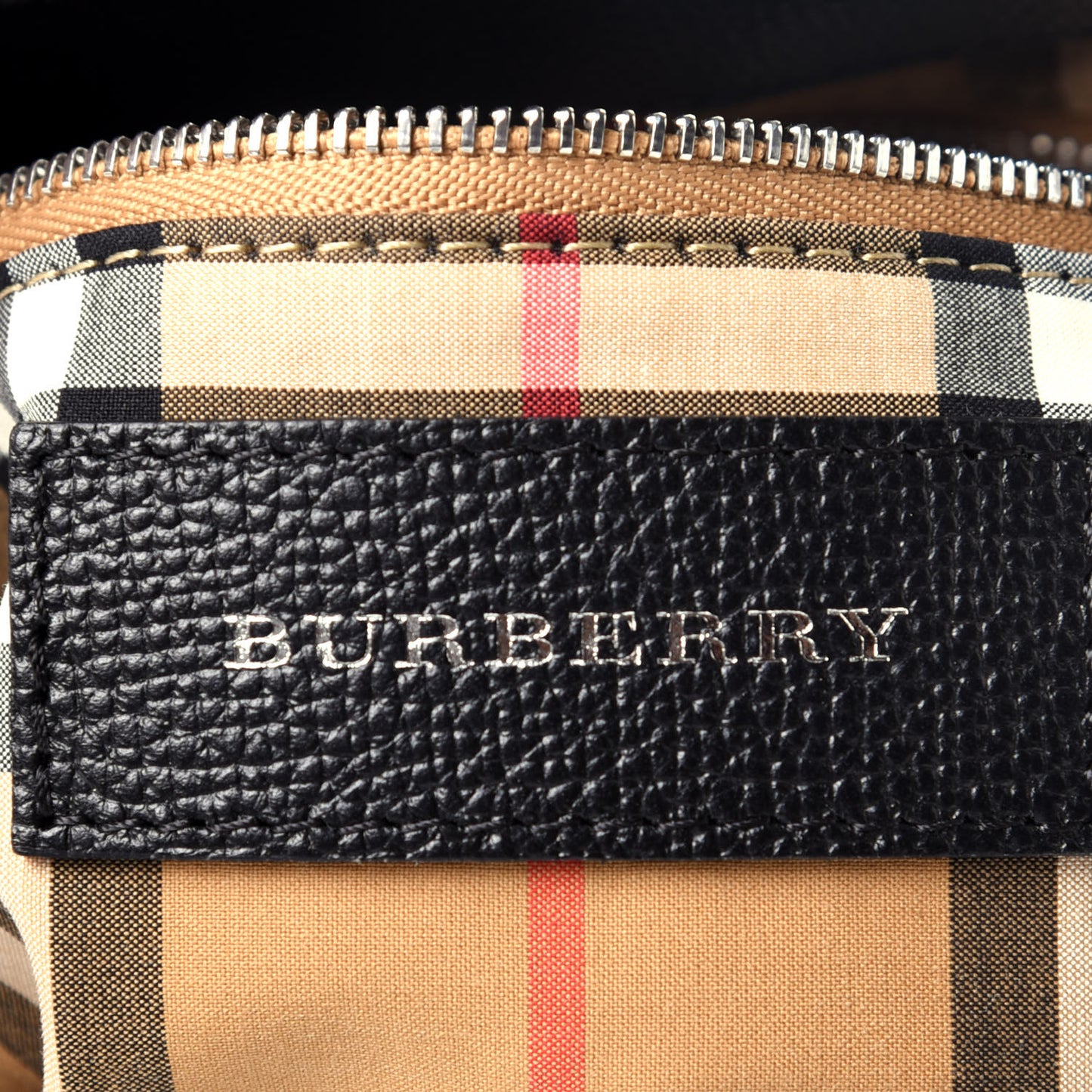 Grainy Calfskin House Check Baby Banner Tote Black