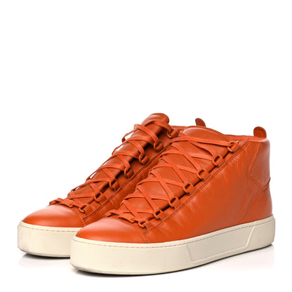 Balenciaga Textured Calfskin Mens High Top Sneakers 44 Orange 3 of 16