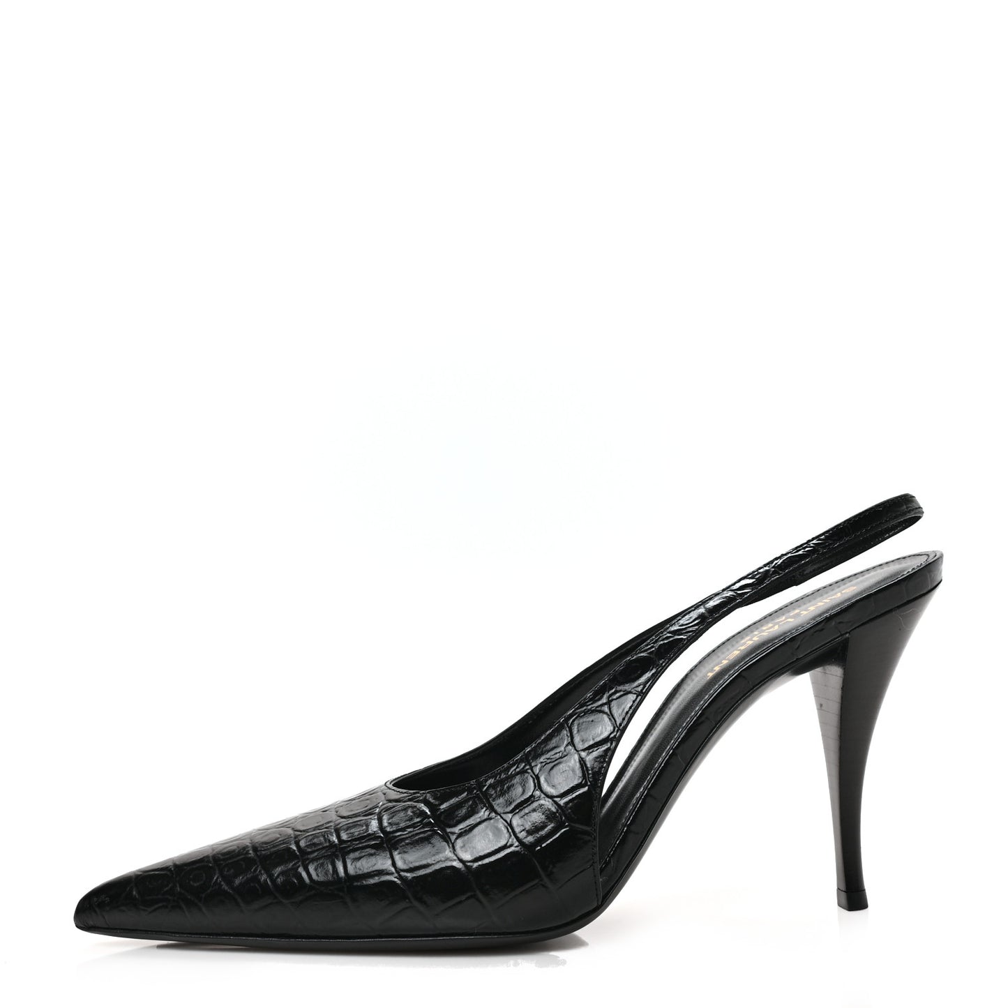 Calfskin Crocodile Embossed Viper 90 Slingback Pumps 40 Black