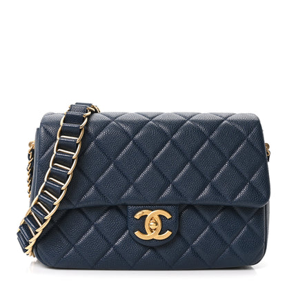 Chanel Caviar Quilted Chain Soul Flap Navy Blue 1 of 10