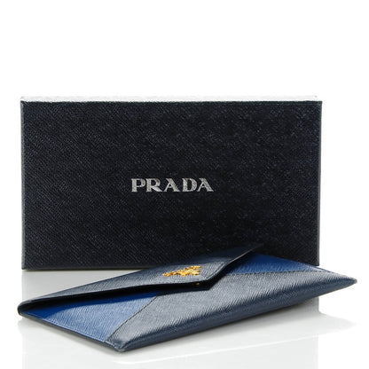 Prada Saffiano Bi-Color Envelope Wallet Baltico Bluette 4 of 7
