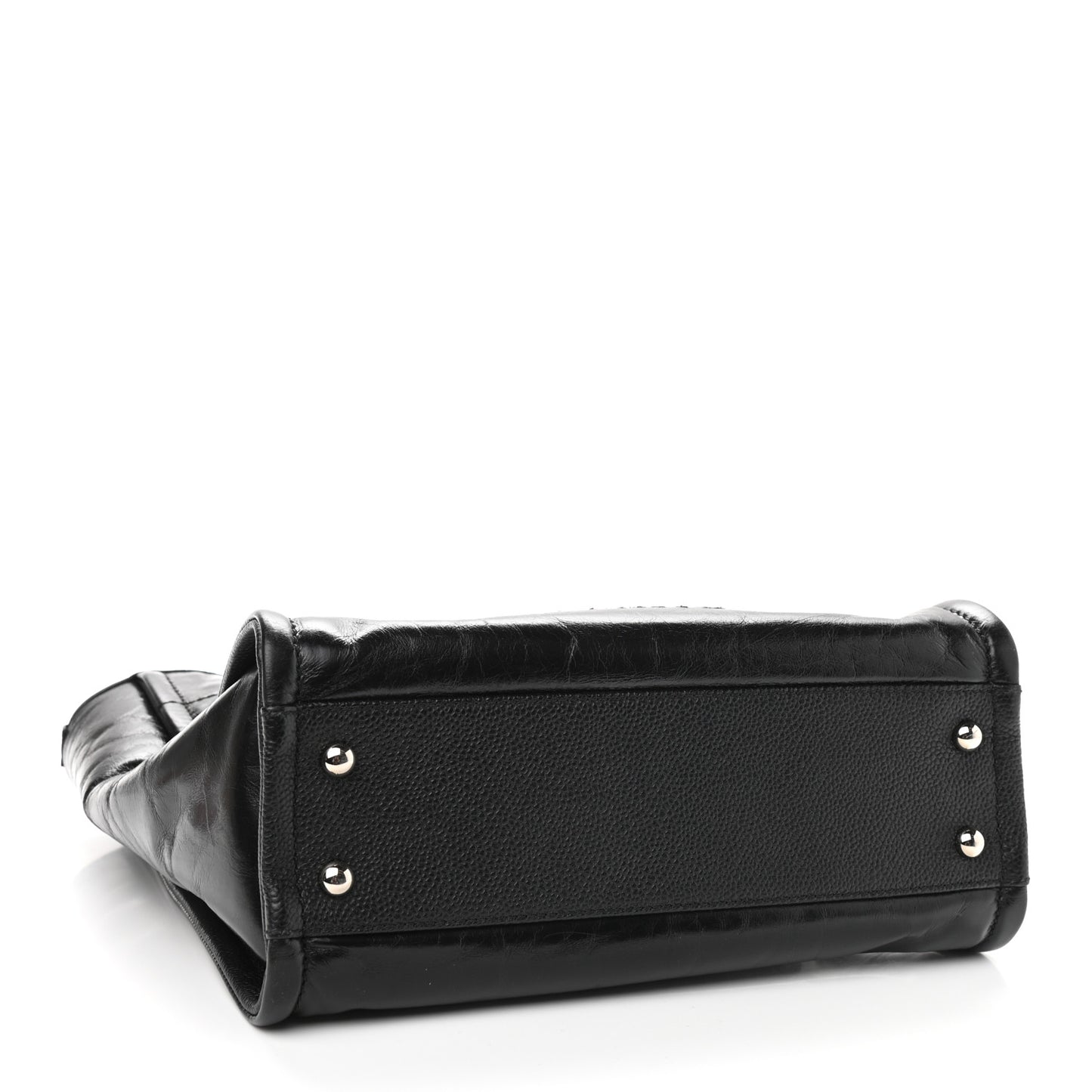 Glazed Calfskin Mini Deauville Tote Black