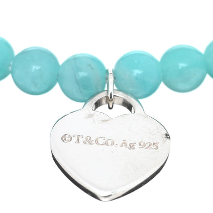 Tiffany Sterling Silver Amazonite 4mm Return to Tiffany Heart Tag Bead Bracelet 3 of 3