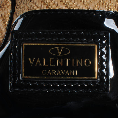 Valentino Garavani Woven Straw Patent Histoire Black 5 of 8