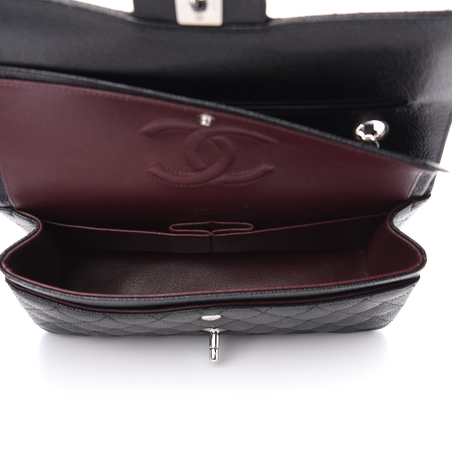 Caviar Quilted Medium Double Flap Black