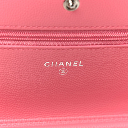 Chanel Caviar Chevron Quilted Wallet On Chain WOC Pink 6 of 12