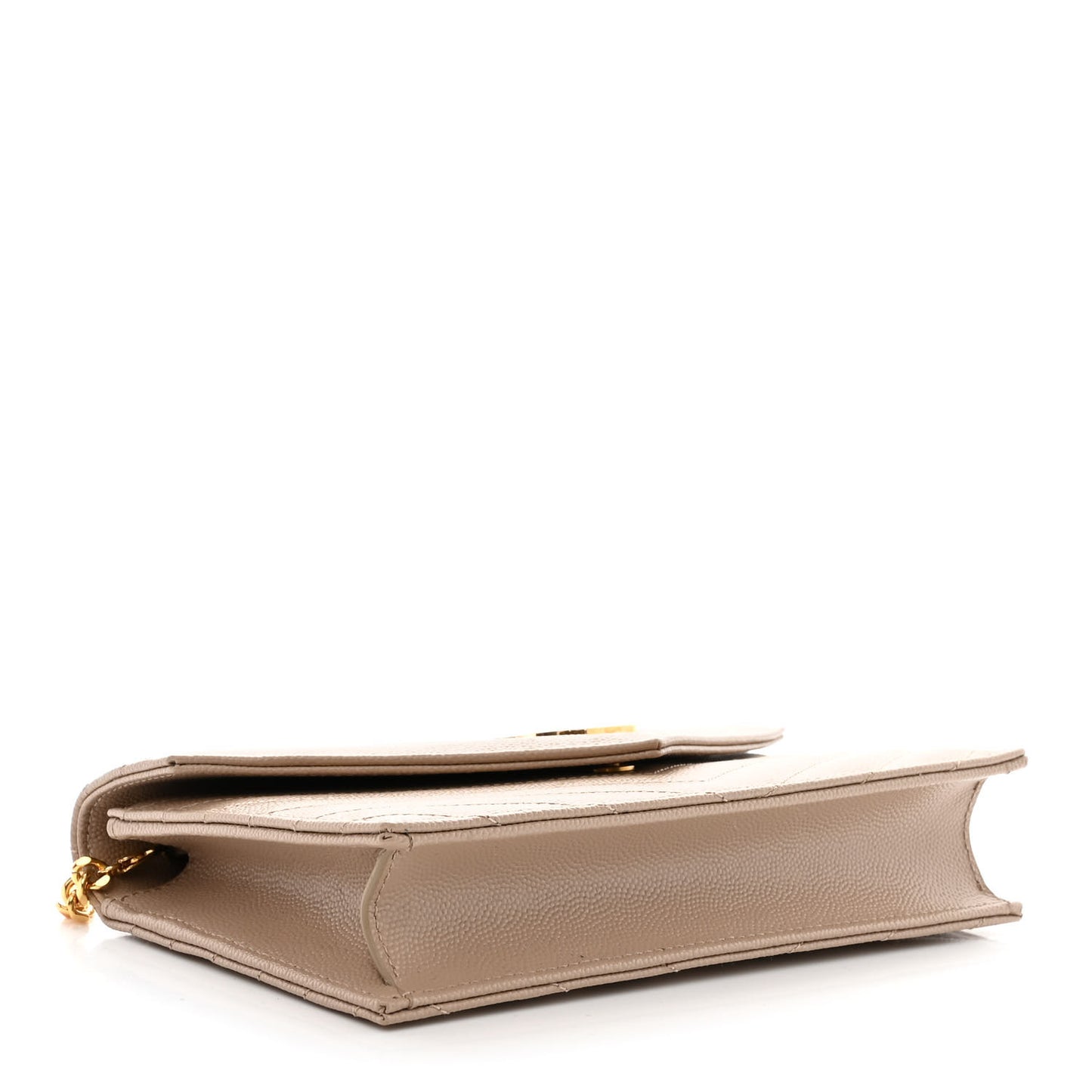 Grain De Poudre Matelasse Chevron Monogram Envelope Chain Wallet Dark Beige
