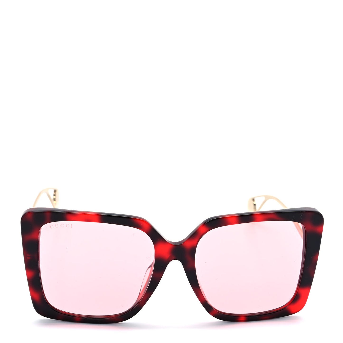 Acetate Oversize Square Frame GG0435S Sunglasses Red Havana