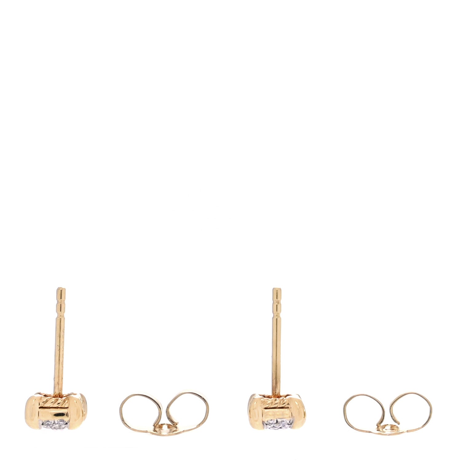 David Yurman 18K Yellow Gold Diamond 5mm Chatelaine Pave Stud Earrings 3 of 5