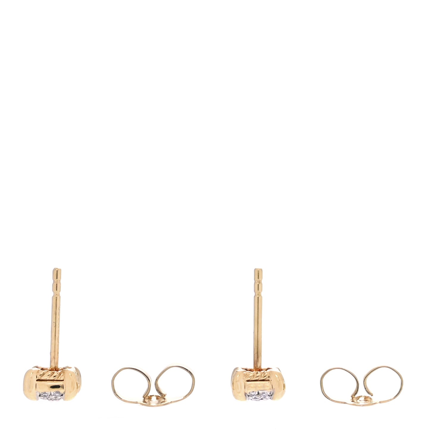 18K Yellow Gold Diamond 5mm Chatelaine Pave Stud Earrings