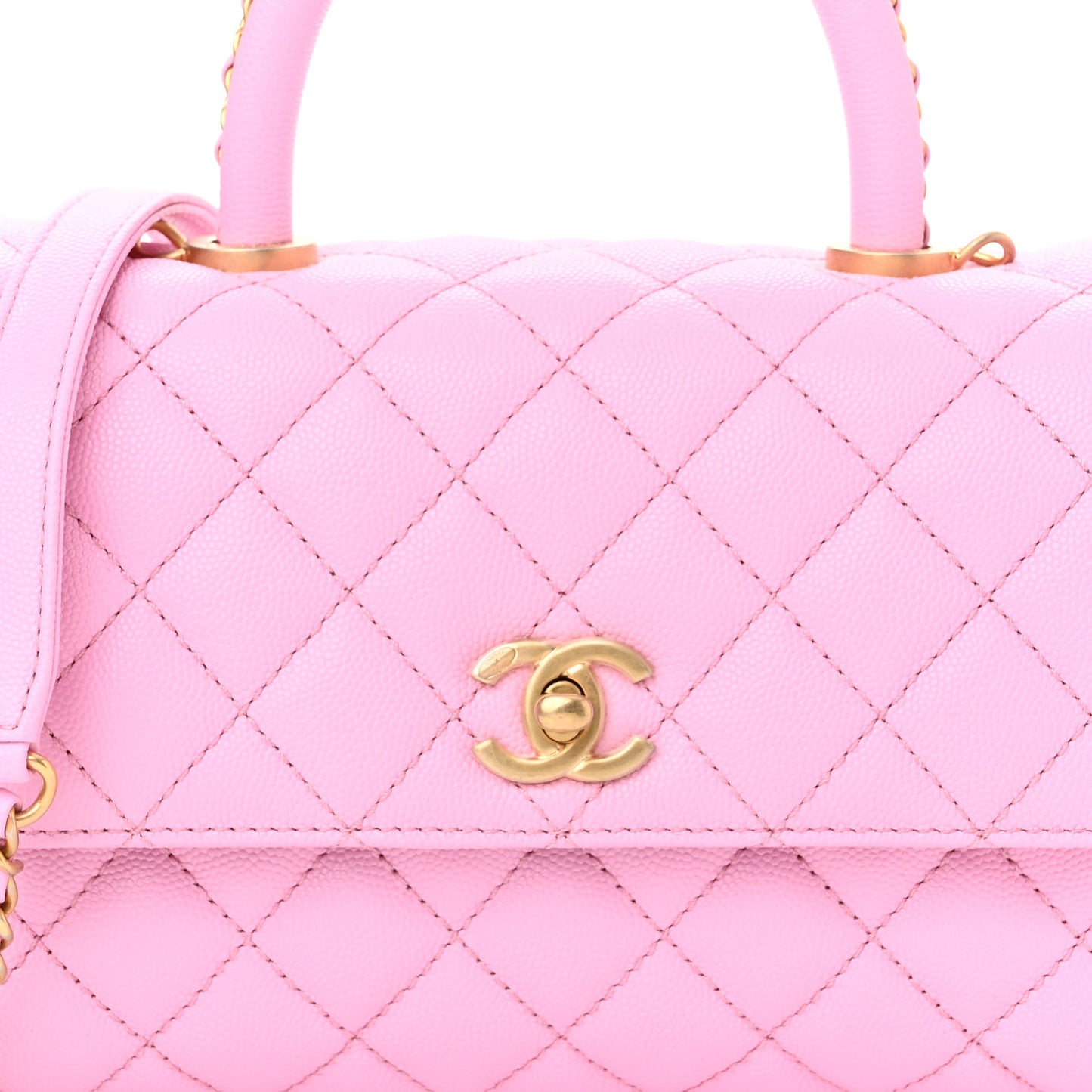 Caviar Quilted Mini Coco Chain Handle Flap Pink