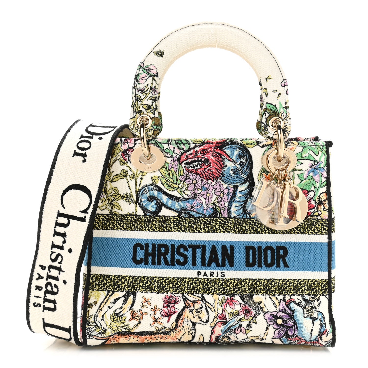 Christian Dior Canvas D-Constellation Embroidered Medium Lady D-Lite Latte Multicolor 1 of 9