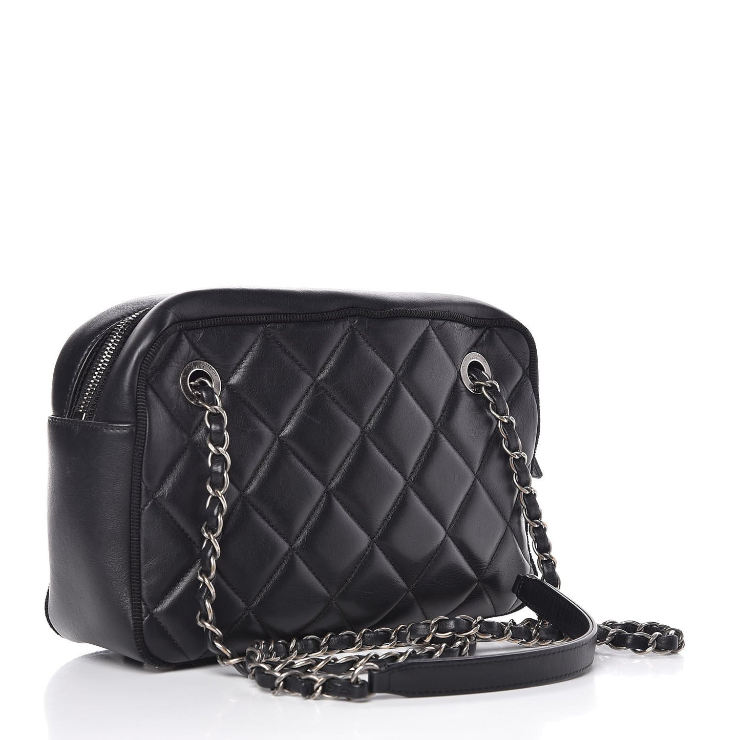 Calfskin Quilted Small Ballerine Camera Case Black
