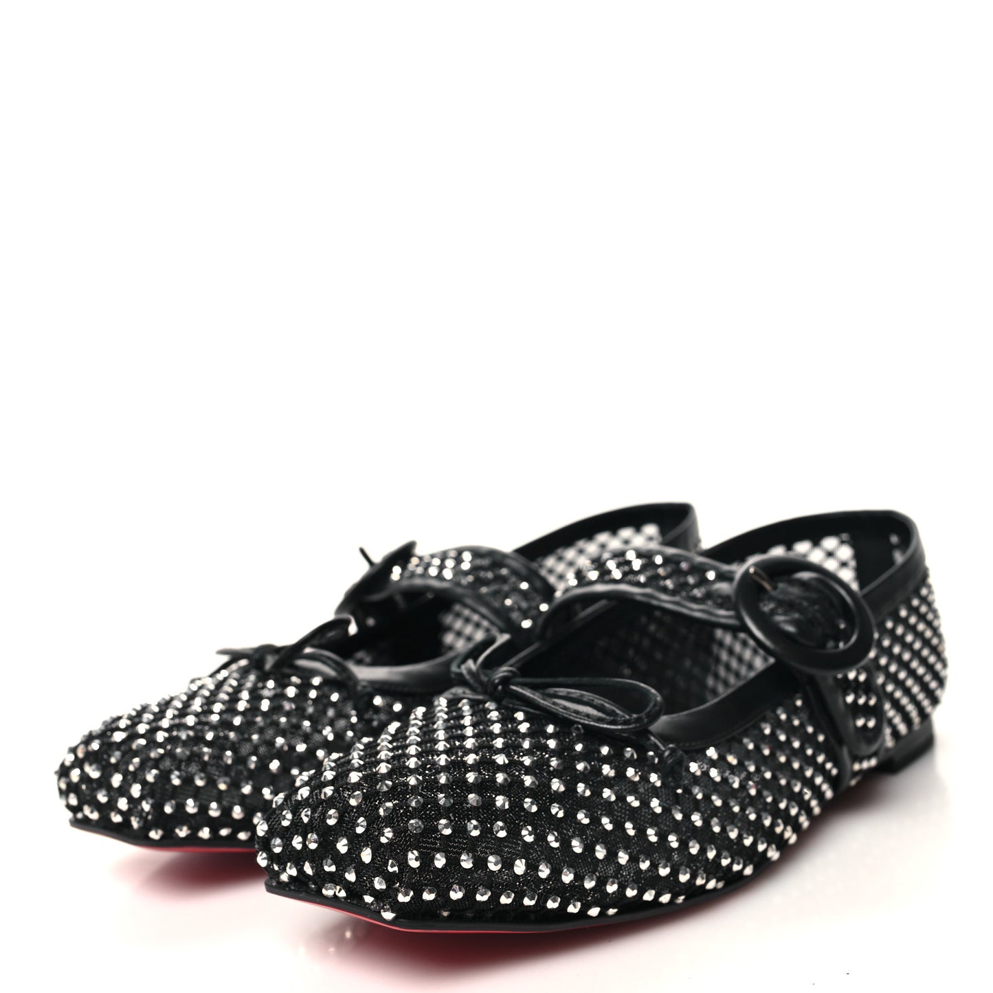 Crystal Mamastrapitina Strass Mesh Ballerina Flats 36.5 Black