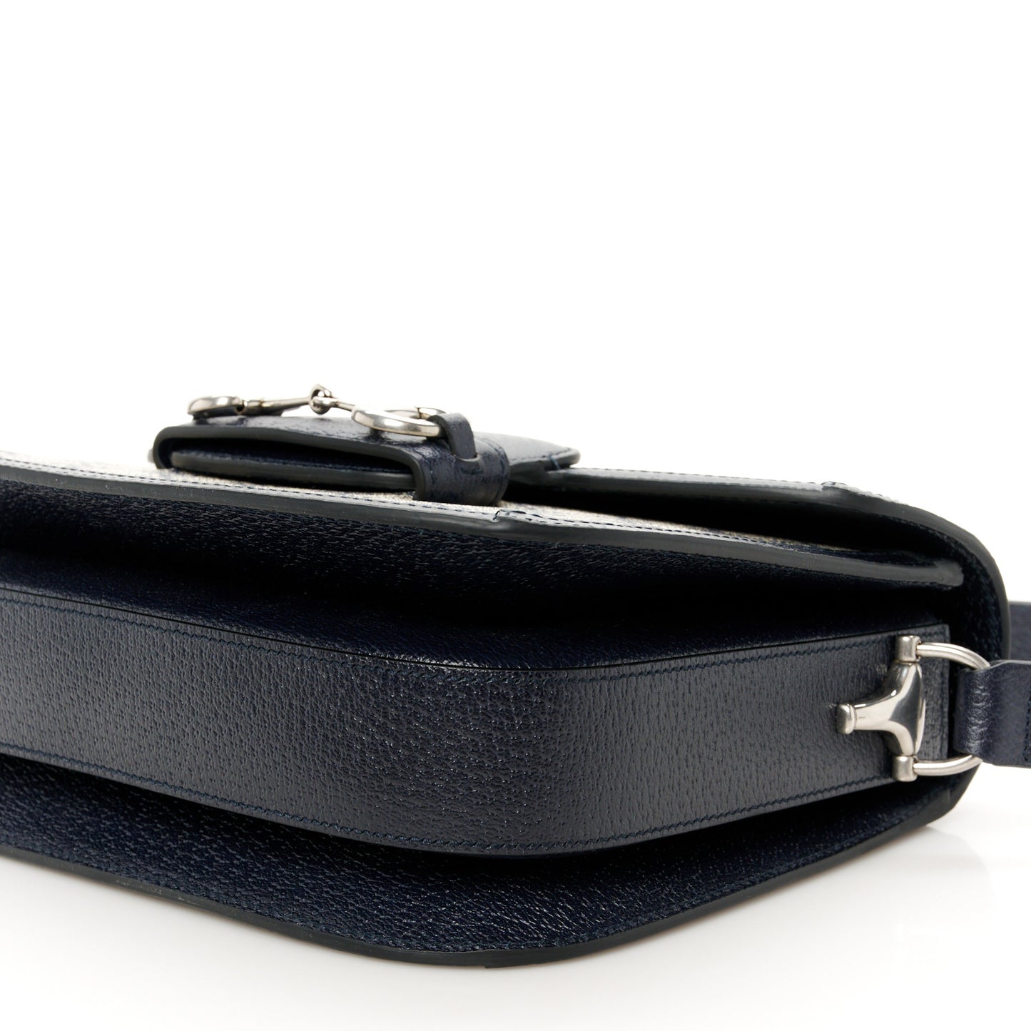 GG Supreme Monogram Azalea Calfskin Horsebit 1955 Shoulder Bag Beige Blue