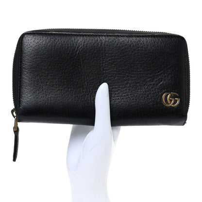 Gucci Dollar Calfskin Boar Effect GG Marmont Zip Around Wallet Black 2 of 8