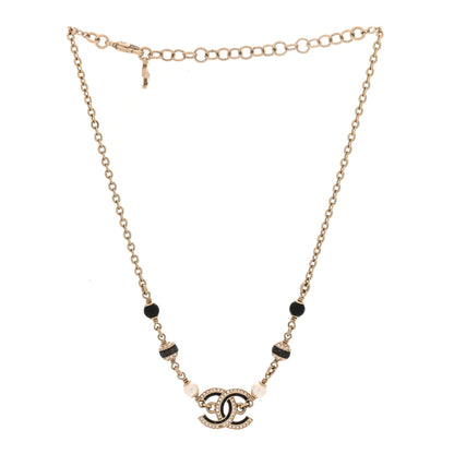 Chanel Glitter Enamel Crystal CC Beaded Choker Gold Black 3 of 4