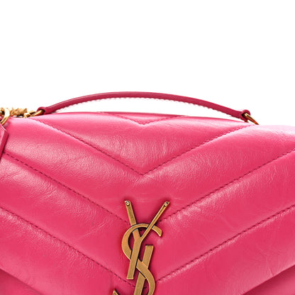 Saint Laurent Calfskin Y Quilted Monogram Small Loulou Chain Satchel Fresh Fuchsia 7 of 9