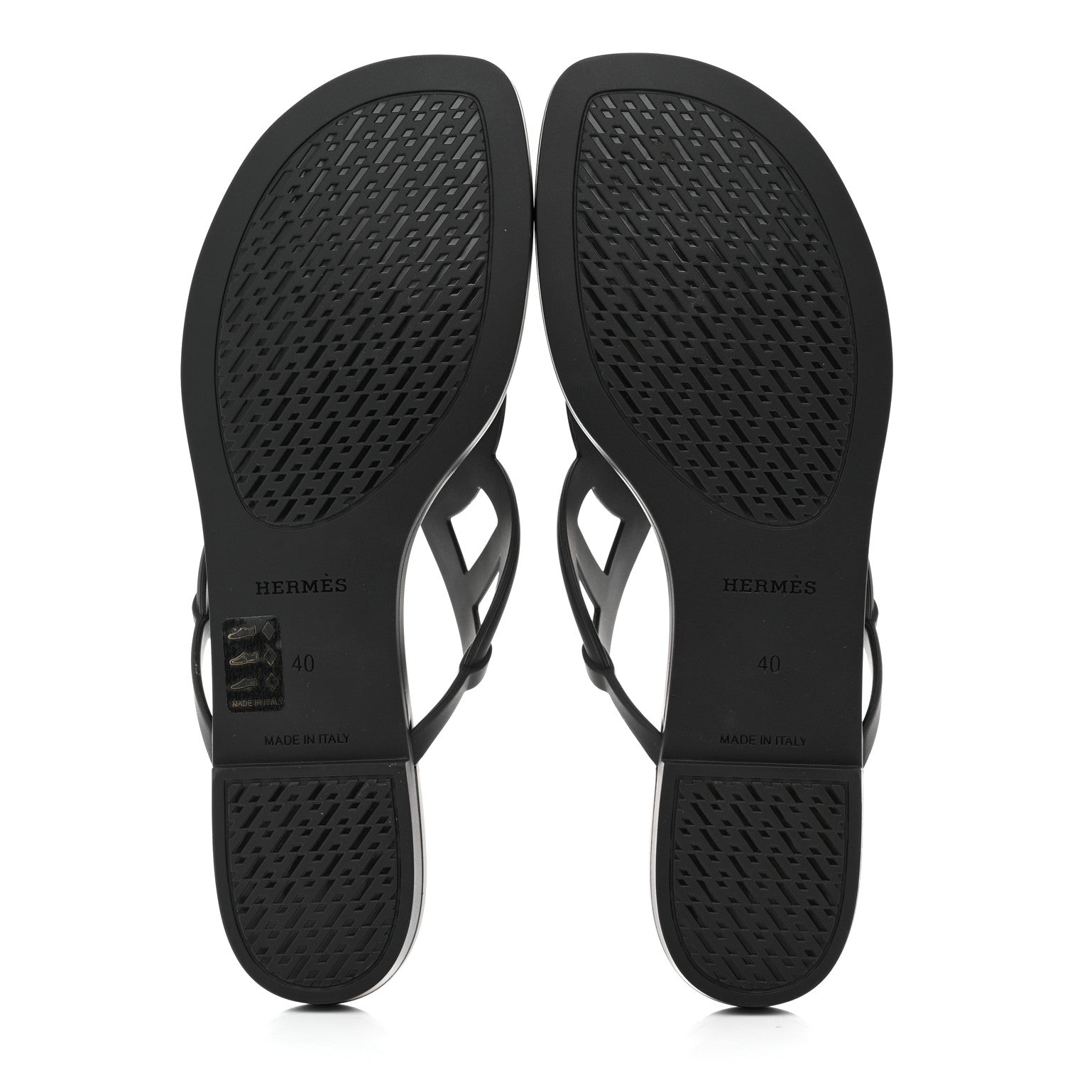 Hermes Rubber Womens Egerie Sandals 40 Black 5 of 9