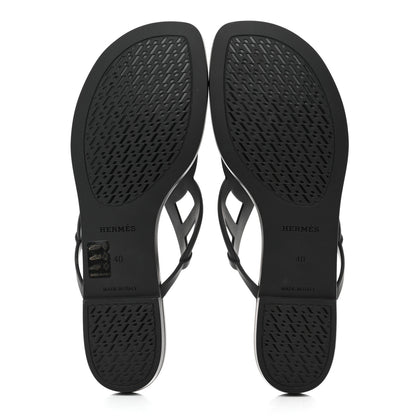 Hermes Rubber Womens Egerie Sandals 40 Black 5 of 9